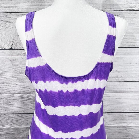 Kirra Dip Dye Tank Top | Purple & White Stripe | Scoop Neck | Medium | Y2K - Picture 8 of 12